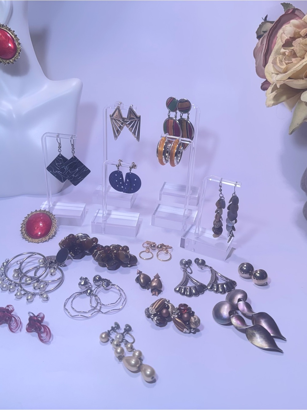 Hand-curated vintage earring collection with retro statement styles.